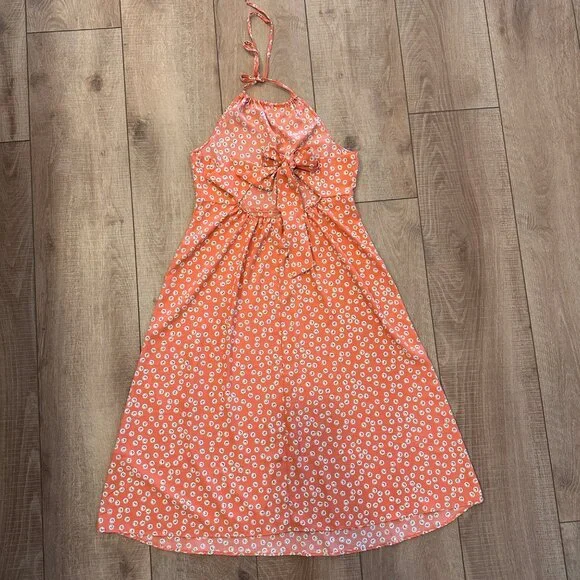 Lily Rose | Womens M High Neck Ditsy Floral Knee Length Dress Halter Cut Out - Picture 5 of 11